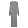 Vestido justo de cintura marcada sexy estilo bainha linha A, novo estilo primavera e verão 2024, vestido feminino de gola redonda pequena e manga longa, estilo europeu e americano