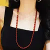 Colar de Ágata Calcedônia Natural Vermelha Transparente Gelo 8Mm7A Corrente de Suéter Suporta Fidelidade Reinspeção