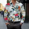 Camisa Casual para Hombre Cómoda Elástica en Cuatro Direcciones Estampado Floral 3D de Manga Larga Tendencia Europea y Americana Transfronteriza Amazon para Hombre