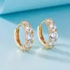 Pendientes Pequeños de Aro Retro Europeo y Americano de Comercio Exterior Nueva Entrada Lujo Ligero Moda Otoño e Invierno Zirconia Pendientes Estilo Lujo Ligero para Mujer