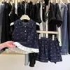 Conjunto de Chaleco de Mezclilla para Niñas Verano 2026 con Adorno de Encaje, Nuevo Estilo sin Mangas Falda Corta Conjunto de Dos Piezas Atuendo Elegante