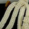 Ribete de Encaje Plisado de Malla de 2 cm con Encaje de Perlas de 6 Filas para Ropa, Vestidos de Novia, Bolsos, Accesorios de Ropa Hechos a Mano