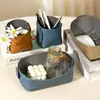 Caja de Almacenamiento con Portalápices de Cuero, Decoración de Escritorio Retro, Portalápices de Lujo Ligero, Soporte para Control Remoto de Regalo, Tubo de Almacenamiento para Pinceles de Maquillaje de Escritorio
