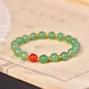 Pulsera de Jade Natural Xinjiang Seda Dorada para Mujer Tianshan Cui Color Natural Duobao Pulsera de Jade Círculo Único con Cuentas