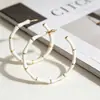 Pendientes de Aro Blancos de Bambú Yanbai Estilo Europeo y Americano Minimalista Elegante Versátil Moda Tendencia Pulsera de Goteo de Aceite de Gama Alta