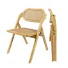 Silla de Madera Maciza Fabricante Silla Plegable de Ratán Antigua Retro Silla de Comedor Plegable de Lujo Ligero para Ocio en Casa Respaldo