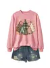 Amazon Wish loja independente moda casual versátil feminina árvore de Natal estampa de leopardo xadrez poá estrela de cinco pontas moletom