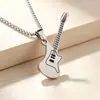 Atacado de fábrica pingente de guitarra personalizado rock and roll europeu e americano em aço inoxidável, colar com pingente clássico de rua moderno em aço titânio masculino
