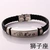 Pulseira de couro de doze constelações presente de aniversário moda europeia e americana pulseira de couro com corda trançada joia para estudantes