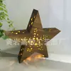 Astilla de Madera Talla Hueca Decoración del Hogar Artesanía Regalo Luz Festividad Navideña Pentagrama Marco con Luz LED