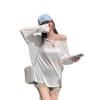 Camisa de Gasa Ropa con Protección Solar 2026 Verano Nueva Delgada Ligeramente Transparente Holgada Pulóver Malla Transpirable para Aire Acondicionado Blusa