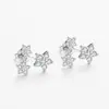 Novos Brincos Flor de Três Estrelas Estilo Francês Transfronteiriços para Mulheres, Brincos de Zircônia Moda de Nicho, Acessórios de Orelha de Zircônia Estilo Minimalista Tendência