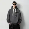 Moletom com capuz masculino, estilo outono e inverno, corte solto, blusa casual da moda, forrado com fleece e espesso, jaqueta de inverno para adolescentes