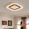 Lámpara de techo de dormitorio de alta gama con veta de madera de nogal, estilo italiano de mediados de siglo, diseño creativo de gota de agua de lujo ligero para dormitorio principal