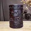 Portaplumas de Secuoya Talla en Madera Madera de Ébano Negro Navegación Fluida Portaplumas de Madera Maciza Artesanías Adorno de Almacenamiento para Escritorio de Estudiante