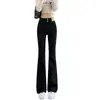 Jeans boca de sino micro para mulheres 2024 primavera tendência versátil novo cintura alta modelador moda calça boca de sino ferradura