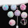 Contas de abacaxi amor rodada bead cadeia granulado açúcar bola de diamante pode usar contas de furo reto DIY celular chaveiro saco cadeia acessórios