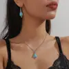 Pendientes de Empalme Geométricos en Forma de Gota de Agua de Moda Retro Transfronteriza Europea y Americana Set de Collar de Cadena Versátil Personalizado Pendientes para Mujer