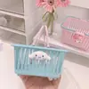 Cesta estilo menina fofa, cesta de armazenamento de desenho animado para mesa, organizador de material de escritório e cosméticos, cesta pequena de mão, cesta de plástico estilo rústico