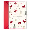 Tarjeta de Felicitación Festiva Estilo Navidad Año Nuevo Lazo Estampado de Pino Tarjeta de Bendición Sobre de Entrega