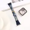 Adequado para Pulseira de Relógio Apple S10 Cintura Pequena Formato Y Lona Jeans Tie-Dye Iwatch9 Fivela Cavalo 42mm Feminino
