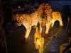 Lámpara led escénica para exteriores con modelado de animales resina acero vidrio lámpara de paisaje 3D elefante flamenco jirafa
