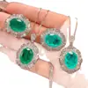 Venta Caliente Transfronteriza Zhuang Shengsheng Joyería Base de Cobre Esmeralda Simulada Paraiba Elegante Juego de Joyería 12*16