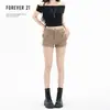 Shorts de Mezclilla Color Caqui Estilo Americano para Mujer, Nuevos de Moda Ajustados de Cintura Alta para Figuras Pequeñas