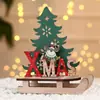 Decoraciones Navideñas Transfronterizas Creativas Dibujadas Caricaturas Ensamblables DIY Trineo de Madera Adornos Artesanías de Madera