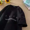 Camiseta Masculina com Estampa de Letra Americana, Gola Redonda, Manga Curta, Moda Simples, Versátil, High Street, Marca Tendência, Rogue, Legal, Camiseta de Meia Manga