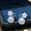 Accesorios DIY Plata de Ley S925 Diamante Azul Perla de Alta Gama Base para Pendiente Estilo Fresco Accesorio para Pendiente Base Plateada 7-8mm