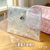 Bolsa de Moedas Transparente de Pvc com Estampa Bolsa para Cartões Cosméticos Bolsa para Cartão de Ônibus Bolsa para Fones de Ouvido Bolsa para Pendurar Chaves Bolsa para Cartões com Margarida Laser