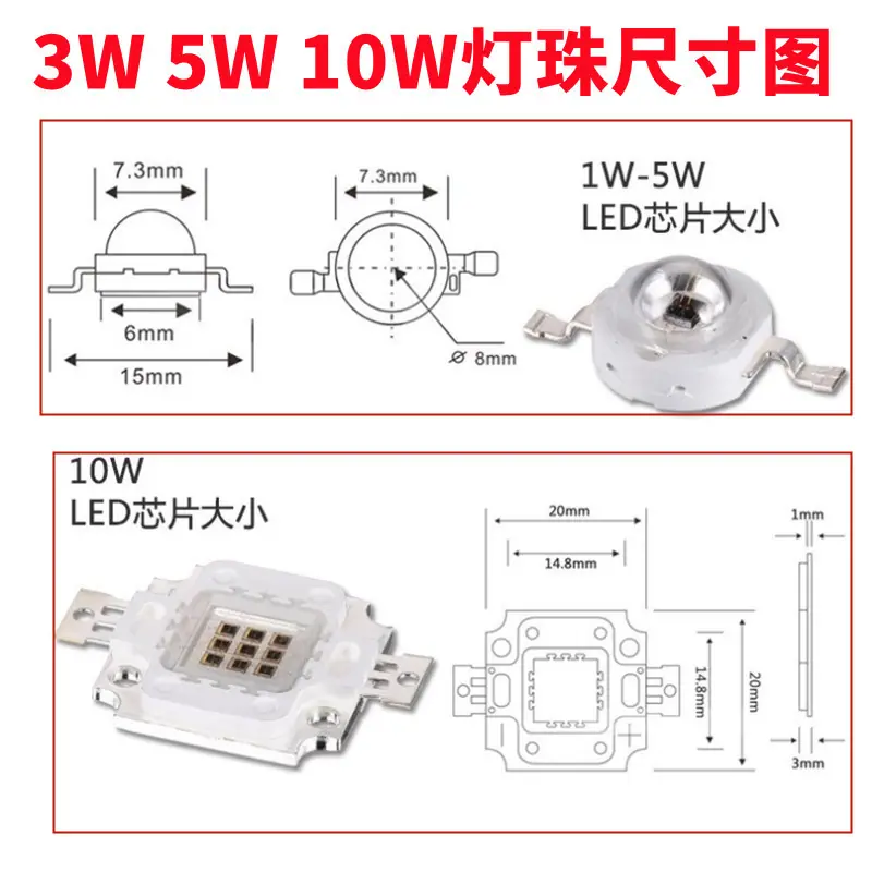 3W 5W 10W尺寸图