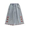 Jeans Bordados de Fresa para Niñas Wulibu Primavera y Otoño 2026 Pantalones Cortos Sueltos Lindos y Suaves para Niños, Amigables con la Piel