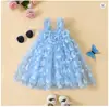Nova Saia Infantil Saia de Alça Bordada Borboleta Infantil Doce Saia Princesa Saia de Tule Bufante Vestido para Meninas