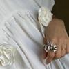 Anel feminino com laço grande, simples, personalidade, gentil, doce, textura escovada, anel de dedo aberto