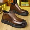 Zapatos de Algodón para Hombre, Estilo Nuevo de Invierno 2025, sin Cordones, Forrados de Felpa, Forrados de Felpa en Invierno y Engrosados con Piel Añadida, Adecuados para Padres de Mediana Edad y Mayores, Disponibles para Dropshipping