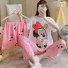 Pijama transfronteiriço de verão feminino conjunto de três peças de seda de leite desenho animado comércio exterior roupa de casa manga curta calça comprida estilo fofo
