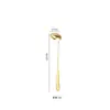 Cuchara de Acero Inoxidable con Forma de Calabaza y Punta Redondeada, Cuchara para Aceite, Cuchara para Mezclar, Cuchara para Condimentos, Cuchara para Hielo, Cuchara para Servir, Grado Alimenticio, Estilo Lujo Ligero