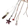 Collar con Colgante de Estrella de Cinco Puntas Perlada Estilo Coreano para Mujer, Cadena Larga Versátil para Suéter con Estrella, Accesorio de Moda de Alta Gama para Otoño e Invierno