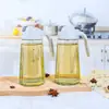 Olla de Vidrio para Verter Aceite con Apertura y Cierre Automático Sin Colgar Botella de Aceite Cocina Hogar Botella Dispensadora de Salsa de Soya Vinagre Gravedad Pequeña Olla de Aceite