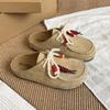 Sapatos Femininos de Couro Sintético Slip-On, Novo Modelo Outono 2025, Sola Grossa Retro Cadarço Casual Versátil Bico Fechado Mules