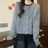 Cardigan de Tricô com Contas Angola Vermelho Temperamento Feminino Outono Inverno Natal Ano Novo Roupa Solta Preguiçosa Top Tendência