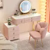 Tocador de Madera Maciza Dormitorio Moderno Simple Tocador de Pizarra Gabinete de Almacenamiento Espejo de Maquillaje Integrado Belleza y Elegante