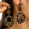 Brincos Europeus e Americanos Transfronteiriços Estampa de Leopardo Floral Retro Moda Merade Nicho Personalidade Única Joia Geométrica para Orelha para Mulheres