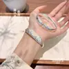 Pulseira Aberta Bicolor em Prata Pura 999.9 "Beleza Nacional e Fragrância Celestial" de Peônia de Fu, joia de prata estilo chinês vintage, presente para mãe