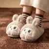 Zapatillas de algodón con conejito lindas para otoño e invierno para niñas, zapatillas de algodón cálidas de felpa antideslizantes para interiores para niños, estilo nuevo para niños y niñas