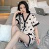 Pijama para Mujer Verano Seda de Hielo Manga Corta 2025 Nuevo Verano Celebridad de Internet Delgado Ropa de Casa de Lujo Accesible Conjunto