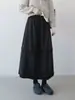 2025 Nova Saia Longa Versátil da Moda Estilo Coreano Outono e Inverno Aparência Emagrecedora Cintura Alta Saia A-Line Saia de Lã Feminina