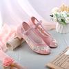 Malla otoño Jin nuevo tacón cuadrado a juego zapatos cheongsam Hanfu estilo étnico zapatos de una capa zapatos bordados